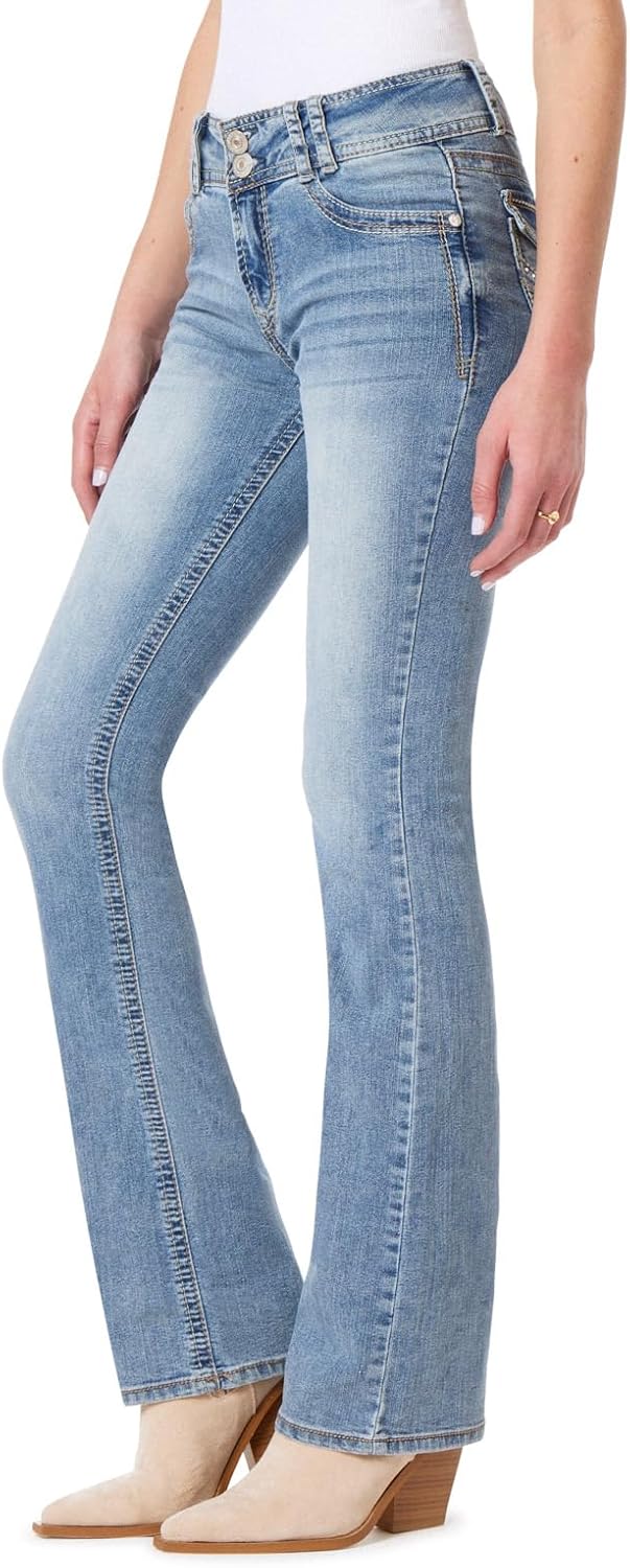 Luscious Curvy Bootcut Jeans for Women Mid-Rise  Stretch Denim in Petite, Midsize, Plus Size, Juniors Jeans