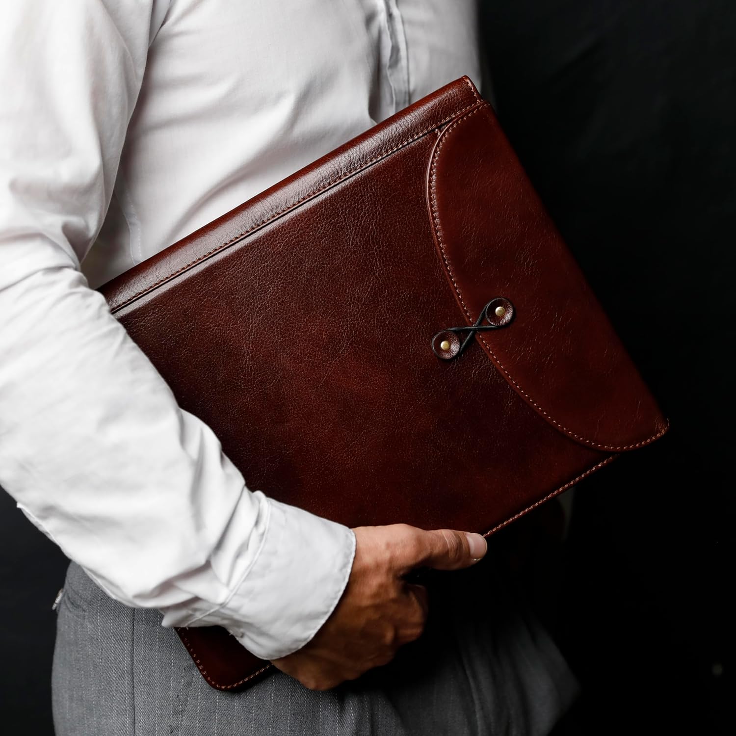 Leather  鈥?Full-Grain Leather Portfolio 鈥?Document Briefcase Made in Italy 鈥?Tablet size bag
